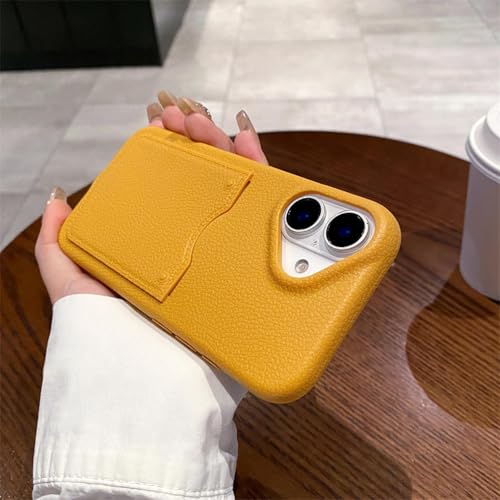 Coque de luxe en silicone jaune pour iPhone 13 avec fente portefeuille