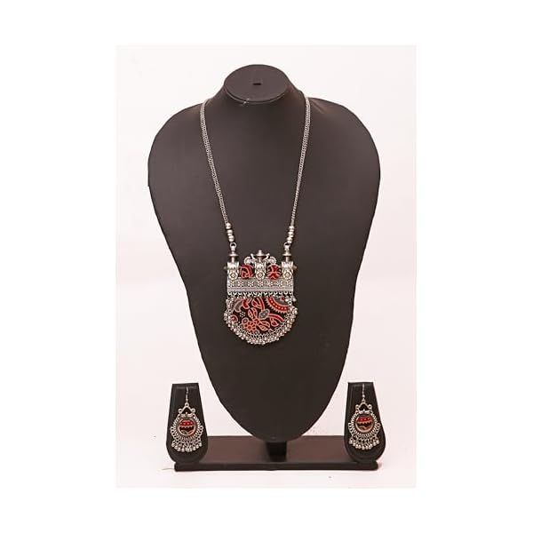 PAVITRA ART Antique Handmade azarak Necklace Set with Earrings For Women Girls oxidised azarak Design.(pack of 1) - Image 7