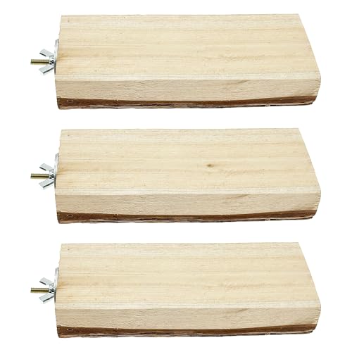 Allazone 3er Set Vogel Plattform aus Naturholz, Sitzstangen für Vögel, Papageien, Aras, Kakadus