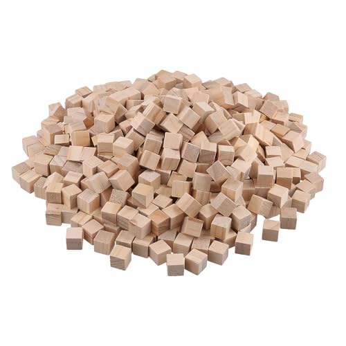 MUKLEI 1000 PCS Square Wood Blocks Wooden Cubes Unfinished Small Craft Wood Cubes for DIY