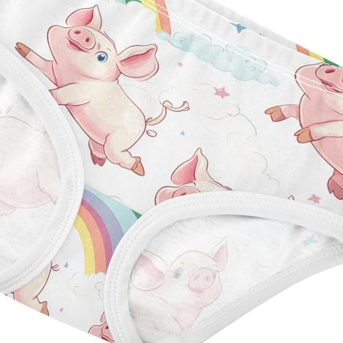 Wusikd Cute Piglets Girls' Underwear Cotton Rainbow Girls Briefs Soft Toddler Underwear 2T4