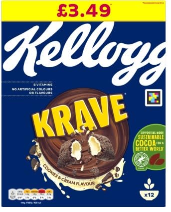 3 x Krave Cookies & Cream Breakfast Cereal, 375g Delicious Tasty And Twisty