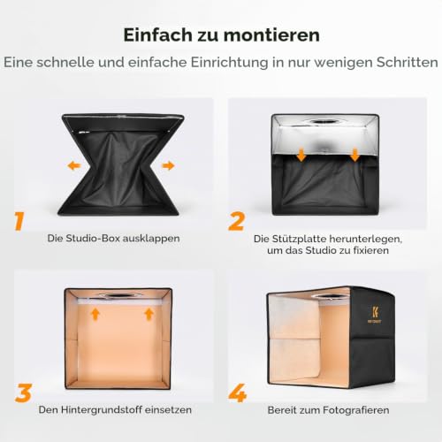 K&F CONCEPT 30x30cm Faltbare Fotostudio Set mit 6 Farben PVC Hintergrund – Ansicht 6
