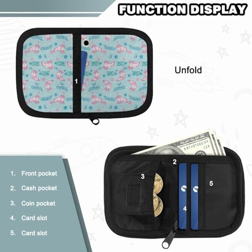 Axolotl Print Girls Zipper Wallet Small Bifold Wallets for Toddler Girls Lightweight Mini Purse with Neck Lanyard Coin Pocket Card Slots Daily Essential4