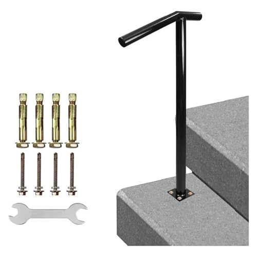 AWHZngE Single Step Handrail Wrought Iron Outdoor Stair Railing with DIY Tool Kit Grab Bar Barandales para Escaleras for Porch, Stairs