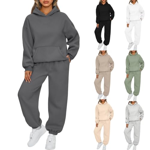Earnmore Damen Hausanzug mit Kapuze 2 Teile, Damen Jogginganzug Set Sweatshirt mit Hose Elegant Freizeitanzug,Sport Hosenanzug Langarm Hoodie Hausanzug (Dunkelgrau,L) Earnmore Damen Hausanzug mit Kapuze 2 Teile, Damen Jogginganzug Set Sweatshirt mit Hose Elegant Freizeitanzug,Sport Hosenanzug Langarm Hoodie Hausanzug (Dunkelgrau,L)