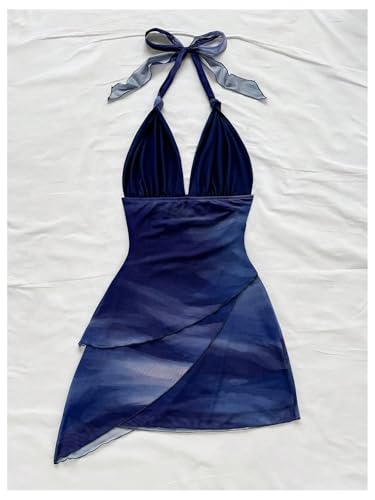 Image of BEAUDRM Women's Summer Mini Dress Backless Vacation Beach Sundresses Boho Going Out Dress Date Night Brunch Outfit