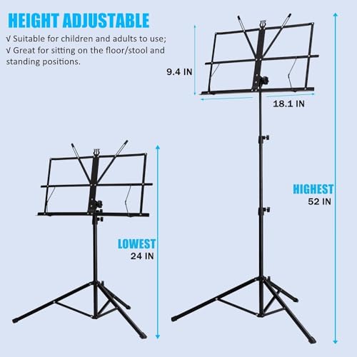 Image of SG Musical Folding Sheet Desktop Book Stand Lightweight Portable Adjustable with Carrying Bag