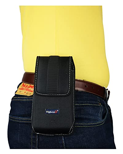 Mgbca Nylon Cell Phone Pouch For Samsung Galaxy S23 S22,S21,A10E, Cell Phone Holster With Belt Loop, Rugged, Magnetic Closure, Compatible With Slim-Fit Case On Device (Black-Vertical) #TOP1