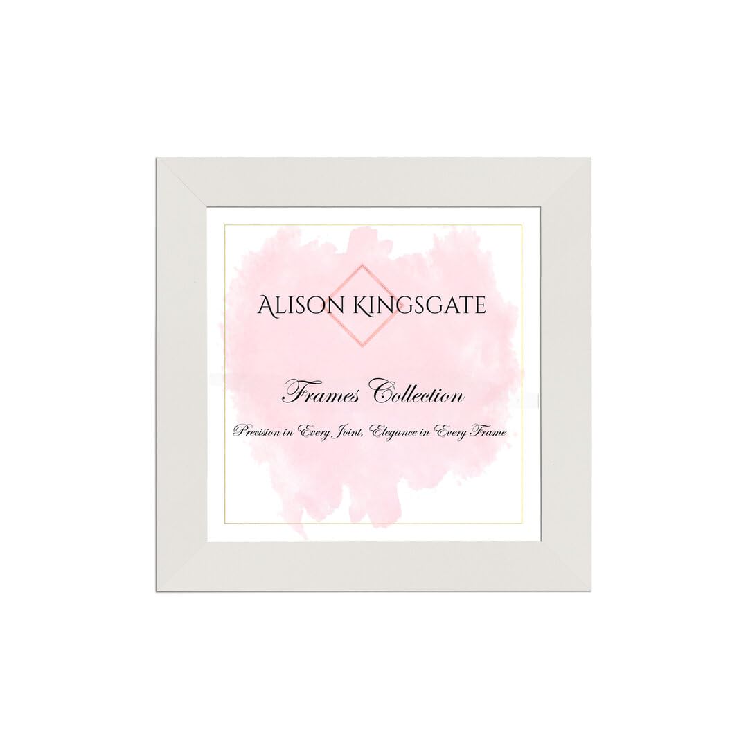 Alison Kingsgate Modern 7X7 White Picture Frames- Engineered Wood Photo Frame with Shatterproof Perspex Front- Ideal for Posters Certificates & Artwork- Wall Mount or Tabletop Display
