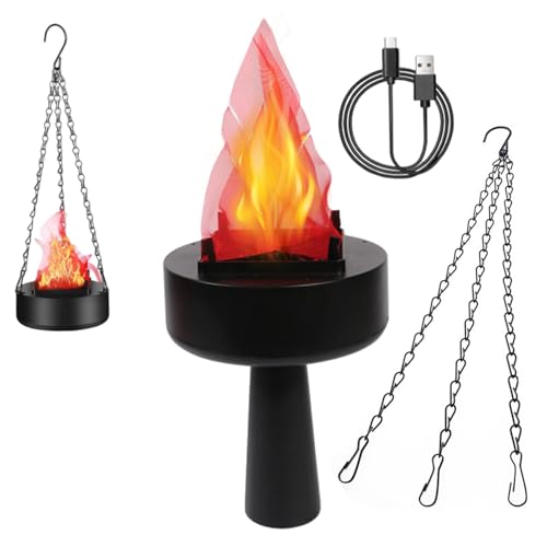 Luz de Llama LED dinámica, luz de Efecto de Fuego de 20 W, luz de Llama Colgante, Luces de Fuego Recargables USB, Hoguera Realista Colgante, Llamas de Fuego Artificiales portátiles para Navidad