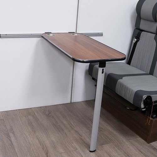 Wall Mounted RV Table - Removable Camping Table with 2 Cup Holders for Campervans and Motorhomes - Compact White Design for Outdoor Leisure and Travel