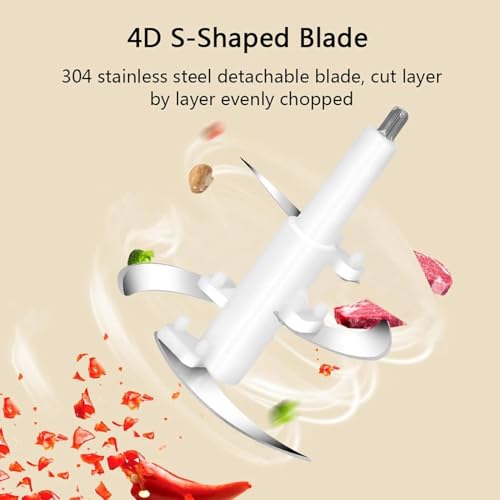 Image of 2L Manual Food Chopper with Handle, 250W Powerful Motor, Stainless Steel 4 Blades Cutter, Easy to Clean, Durable & Portable for Kitchen Use, Mixer Grinder & Garlic Peeler, Onion Multipurpose Use