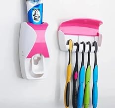ادوات مطبخ وحمام (موزع معجون أسنان مع حامل فرشاة أسنان بـ 5 فتحات يثبت على الحائط)