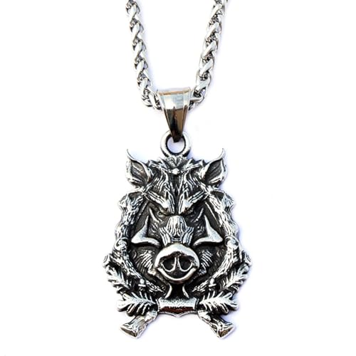 Pendentif sanglier nordique cadeau tendance amulette rétro