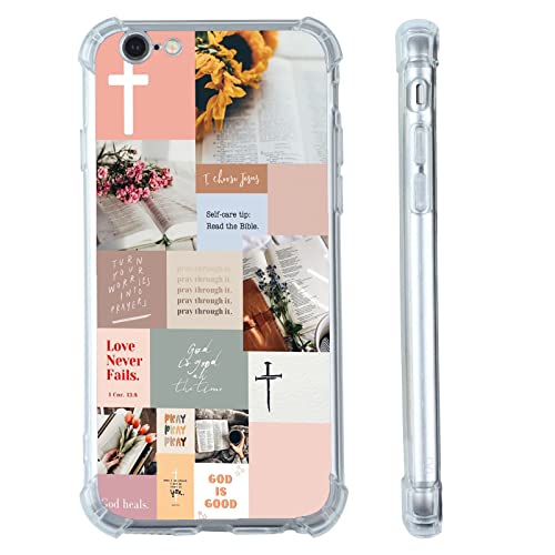 Christian Bible Collage Case For Iphone 7/8/Se,Jesus Christian Positivity Motivational Quotes Case For Teen Man Women,Soft Tpu Bumper Case Compatible For Iphone 7/8/Se #TOP4