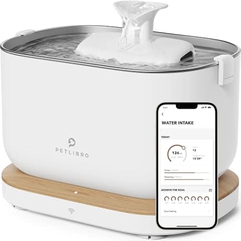 PETLIBRO App Monitoring Cat Water Fountain, 2.5L/84oz Dockstream Pet Fountains for Cats Indoor, Automatic Water Dispenser for Drinking with 2.4G Wi-Fi, Inside Smart Bowl Stainless Steel Tray Cover