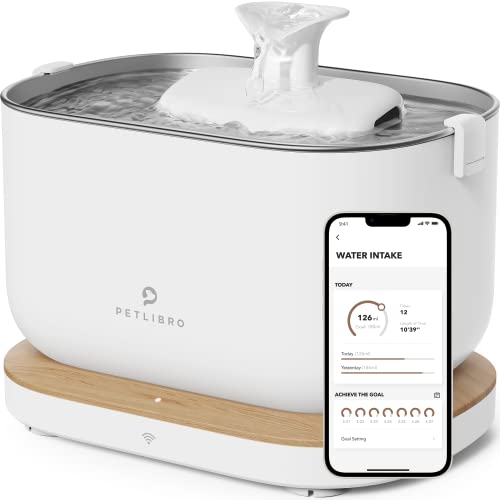 PETLIBRO App-Controlled Cat Water Fountain, Pet Water Fountain with Stainless Steel Tray, Water Fountains for Cats Indoor with Drinking Monitoring, Cat Fountains for Drinking with 2 Wireless Pumps by PETLIBRO - Used condition - US$44.38