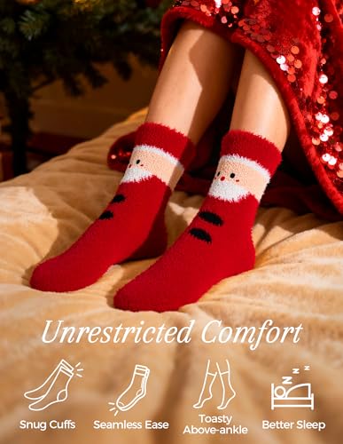 Image of TEHOOK Warm & Cozy Gifts for Women, Fluffy Fuzzy Plush Sleeping Slipper Socks - Soft Warm Fabric