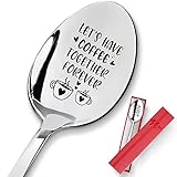PZJIEAN Let's Have Coffee Together Forever Funny Engraved Stainless Steel Spoon, Best Coffee Spoon Gifts for Sister, Brother, Friends, Coffee Lovers, Birthday Christmas Graduation Gifts