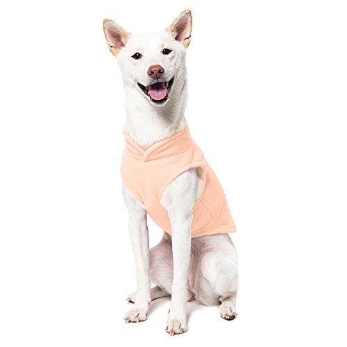 Image of Gooby Fleece Vest Dog Sweater - Peach, Small - Warm Pullover Fleece Dog Jacket with O-Ring Leash - Winter Small Dog Sweater Coat - Cold Weather Dog Clothes for Small Dogs Boy or Girl (Pack of 2)