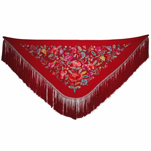 FLAMENCA SHOP Mantoncillo con bordado multicolor (Rojo)
