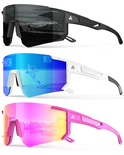 Image of Polarized Sports Sunglasses for Men Women, UV400 Protection Mens Sunglasses Wrap Around Sun Glasses for Cycling Running