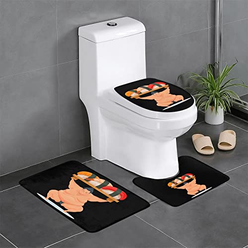 相撲 大相撲 すし 和風 3点セット トイレマット フタカバー 便座カバー 足元 U型 O型 拭ける 滑り止め 通用型 吸水 洗える 速乾 浴室マット おしゃれ 人気 かわいい 40x60cm