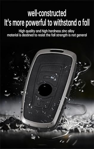 ontto Car Key Fob Cover Case fit for BMW F20 F30 G20 F31 F34 F10 G30 F11 X3 F25 X4 I3 M3 M4 1 2 3 4 5 6 7 Series Smart Key holder Metal Leather Shell bag keyring keychain accessories 3 buttons Black - Image 3