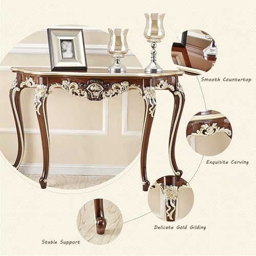 Mesa de pasillo de madera tallada artesanal estilo medieval para salón exclusivo 6