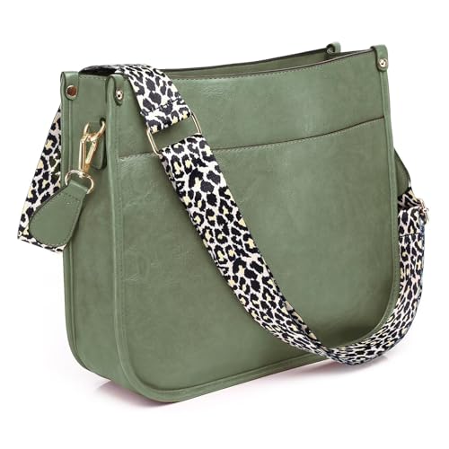Image of AUYOCO Vegan Leather Crossbody Bags for Women, Crossbody Purse with Guitar Strap Zipped Pockets Handbag Shoulder Bag