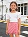Vitalique Size 6 7 Years Girls Clothes 2 Piece Cute Ruffle Short Sleeve Skirt Shorts Set Fashion Kids Girls Summer Outfits Set Pink 6-7 Years
