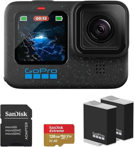 GoPro HERO12 Black 4K Camera with Hypersmooth Stabilization, Waterproof Ultra-Rugged Design w/Extra...