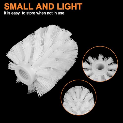 Image of uxcell 2 Pcs Toilet Bowl Brush Replacement Head 15mm, Toilet Scrub Brush Cleaning Round Ball Shaped Toilet Brushes Heads White