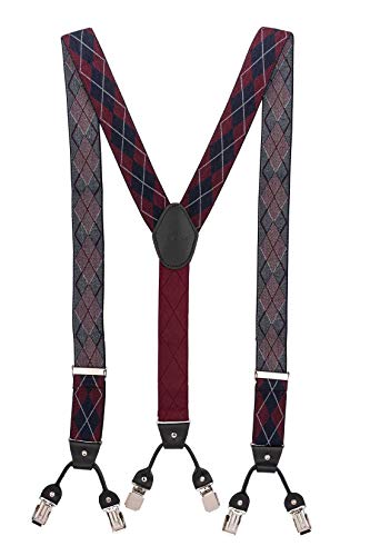 Image of The Tie Hub Different Y Back Style with Clip on 3cm Strap Width Elastic Suspenders for Men