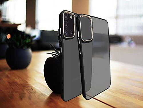 Image of A rtistque Frosted Translucent Back Cover Case for Samsung Galaxy A31 | Electroplated Chrome Ring | Raised Camera Edges for Protection | Smooth Sides TPU - Black