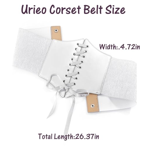 Urieo Stretchy Leather Corset Belt Elastic Black Waist Belts Wide Costume Waspie Belt for Women4