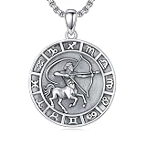 Seiyang Sagittarius Necklace for Men Women 925 Sterling Silver Zodiac Sign Pendant Medal Constellation Necklace Sagittarius Zodiac Jewelry Gifts