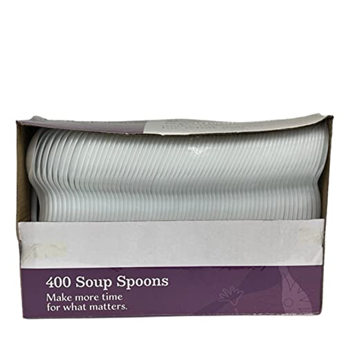 Nicole Fantini Disposable Kitchen Selection Plastic White | Pack of 400 Soup Spoon, 2000 Count