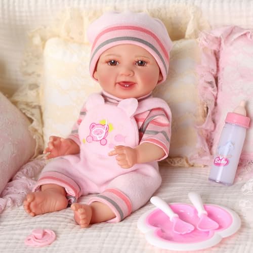 BABESIDE Baby Doll Girl - 12-Inch Realistic Baby Dolls with Magic Feeding Bottle Real Life Vinyl Toy Gift for 3+ 4 5 6 Years, Ideal for Birthday, Pretend Play, Christmas