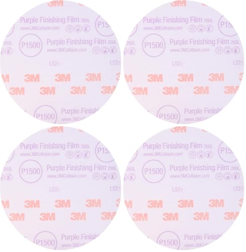 Image of 3M Hookit Purple Finishing Film Abrasive Disc 30667, 6 in, 1500+ Grade, 50 Count, Clear Coat Sanding, Paint Finishing, Defect Removal, Long Lasting (Pack of 4)