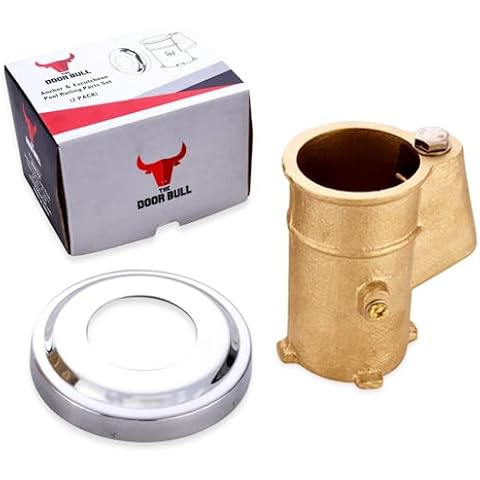 Anchor and Escutcheon Pool Rail Set | 4'" Anchor for 1.90" Outer Diameter Tubing | Brass Inground Pool Anchor | Anchor-Escutcheons Set | Escutcheon Ring and Pool Anchors (1 Pack) Cover