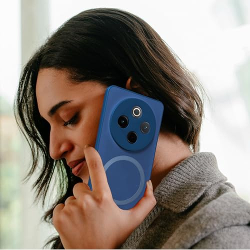 Image of Compatible for VIVO T4 5G Hard Back | Only Compatible with Wireless Magnetic Accessories | Thin and Slim Magnetic Back Cover (Blue)