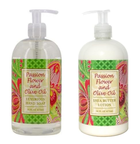 Greenwich Bay Liquid Hand Soap & Lotion Combo with Shea Butter - Botanical Collection - Beautiful Packaging - 16 Ounce Each Bottle (Passion Flower) image 4