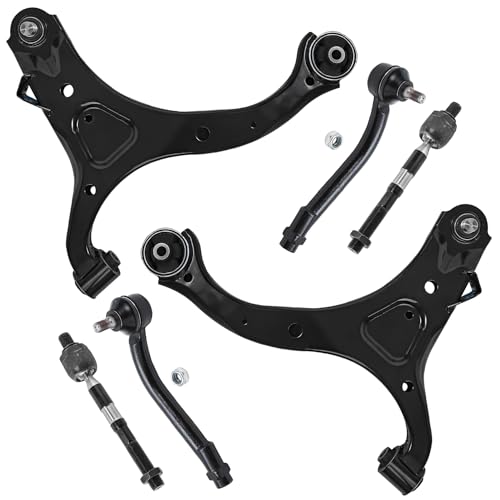 Image of Detroit Axle - 6pc Front End Suspension Kit for Hyundai 2007-2012 Santa Fe, 2011-2013 Kia Sorento, 2 Lower Control Arms with Ball Joints 4 Inner and Outer Tie Rod End Links Replacement