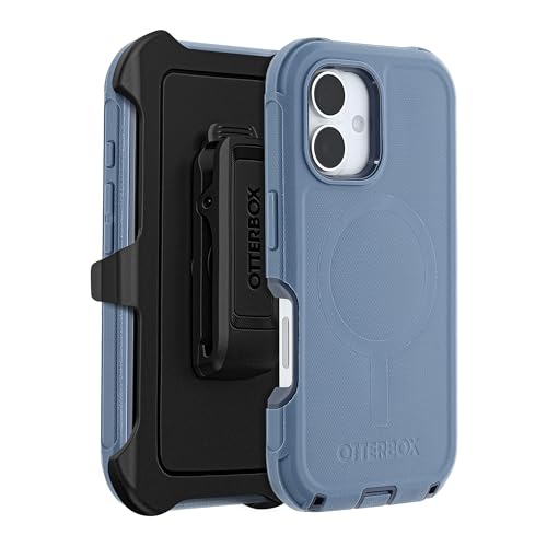 Coque iPhone 16 OtterBox Defender MagSafe bleu layette antichoc avec clip