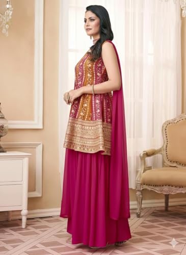 Image of Xomantic Fashion Heavy Red Designer Gharara Suit for Wedding, Reception, Party and Festivals salwar kameez dupatta set