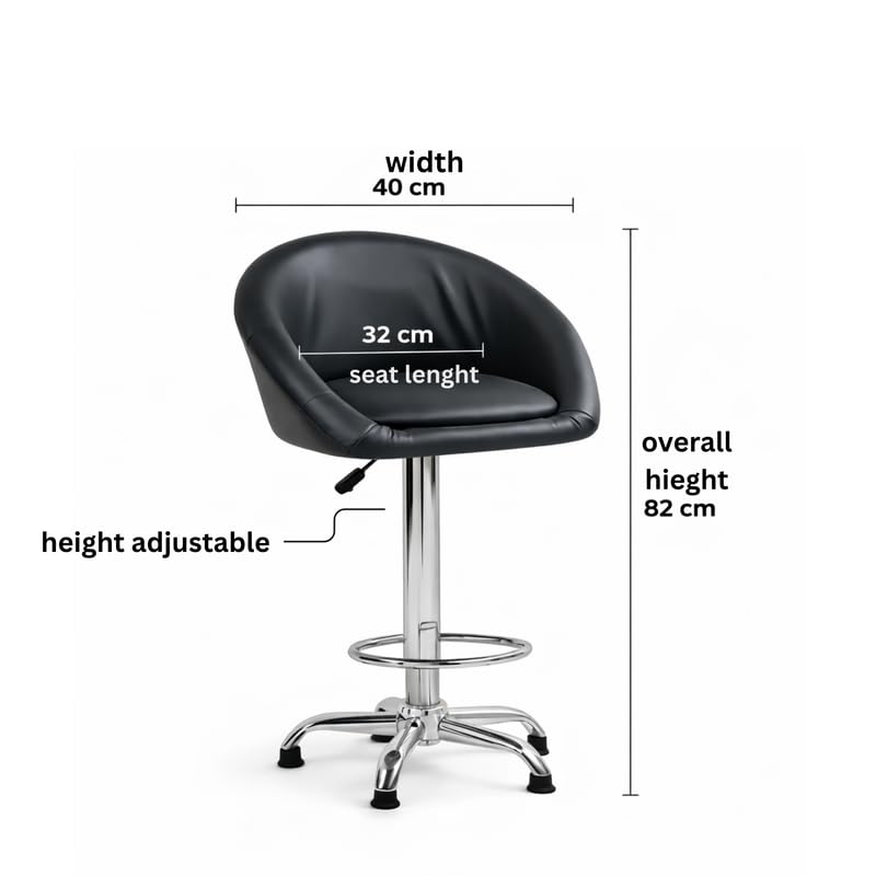Image of LAVKUSH Sales | 446 Premium Bar Chair (Black) | Ergonomic Mid-Back Revolving Counter Stool with Deep Padded Cushion | Adjustable Gas-Lift Swivel Chair