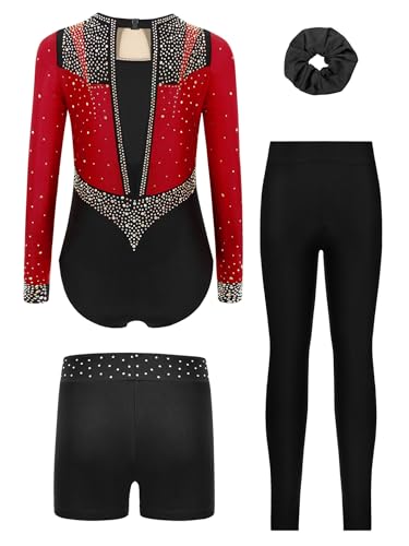 Justaucorps gymnastique fille élégant pour patinage artistique costume de spectacle de danse 5-16 ans