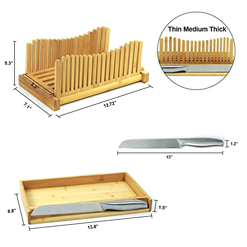 image for PURENJOY Bread Slicer For Homemade Bread Bamboo Bread Slicing Guide Wi